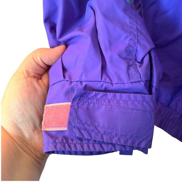 90s Women's Columbia Bugaboo Radial Sleeve Jacket Purple/Green Windbreaker Med - Picture 5 of 13
